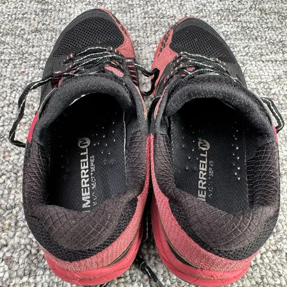 Merrell Shoes Womens 8 All Out Charge Trail Running Hiking Black Red J03962